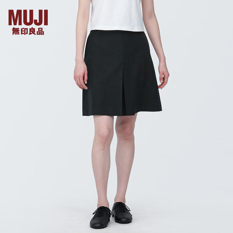 无印良品（MUJI） 女式 聚酯纤维 抽褶宽版 短裤 裤子女款休闲裤BE1RRC4S 黑色 S(155/62A)