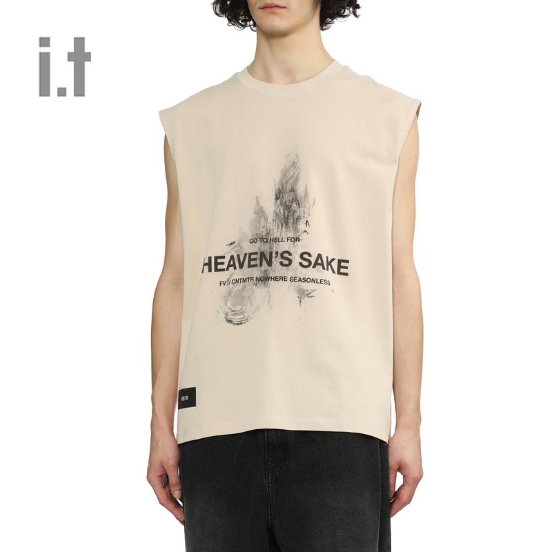 it 5cm/FIVE CM男女同款无袖圆领背心2024夏季简约有型上衣