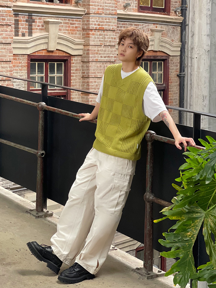 it 5cm/FIVECM男装V领针织马甲时尚文艺背心4100F3L