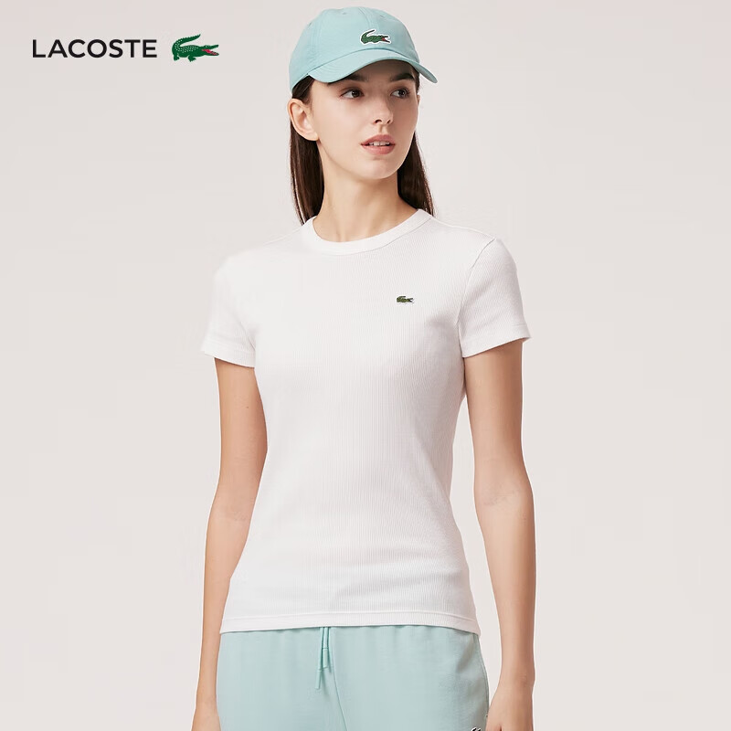 法国拉科斯特 LACOSTE女士女装修身显瘦百搭圆领短袖T恤上衣