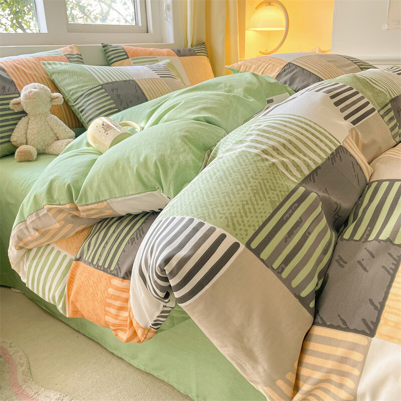 卡琦妮四件套纯棉床上用品枕套被套床单全棉套件 范特西-桔 200*230cm四件套（1.5/1.8m床）