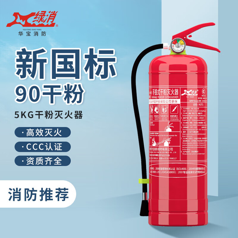 绿消新国标家用商用车用手提式干粉灭火器 5kg干粉