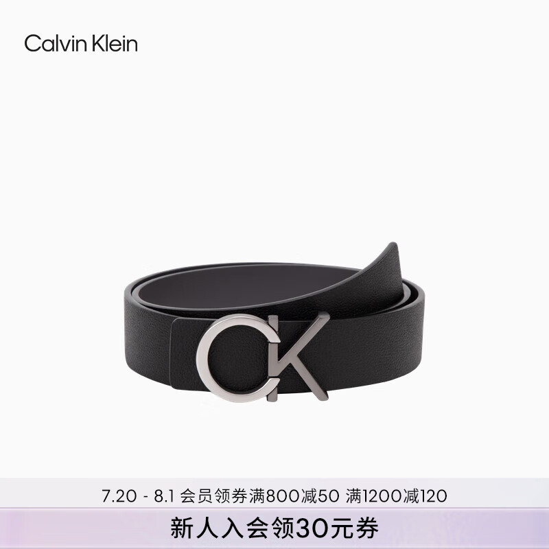 Calvin Klein Jeans24秋季男士双面用休闲ck字母牛皮腰带4D7003G UKB-太空黑 105cm