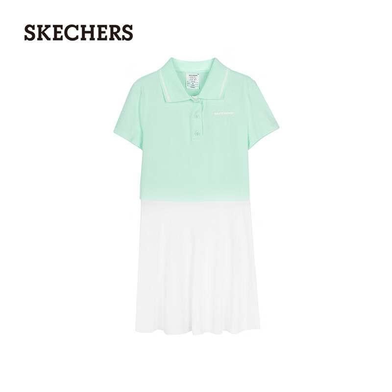 斯凯奇（Skechers）2024女童POLO裙夏季休闲运动裙子P224G111 海湾绿/02YC M