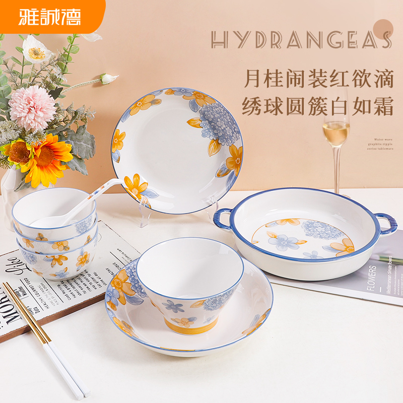 雅诚德清仓特价陶瓷餐具套装米饭碗面碗宝宝碗盘子菜盘碗盘碟套装