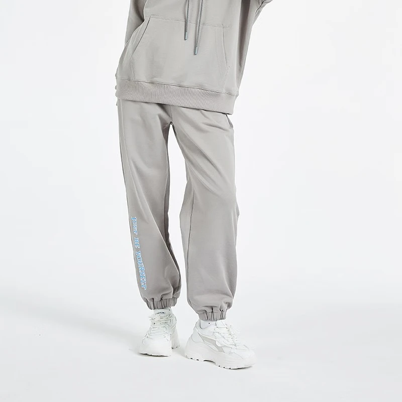 KAWASAKI卫衣男款秋冬套头拉链时尚百搭刺绣立领运动上衣 卫裤-灰色 L