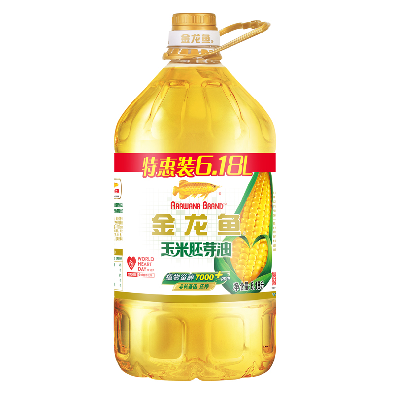 金龙鱼玉米油6.18L/桶玉米胚芽油非转基因烘焙营养家用食用油