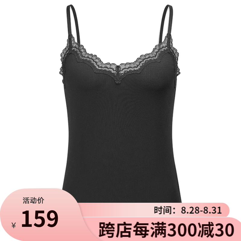 曼妮芬黑色背心曼妮芬棉质生活莫代尔吊带背心女打底外穿蕾丝背心