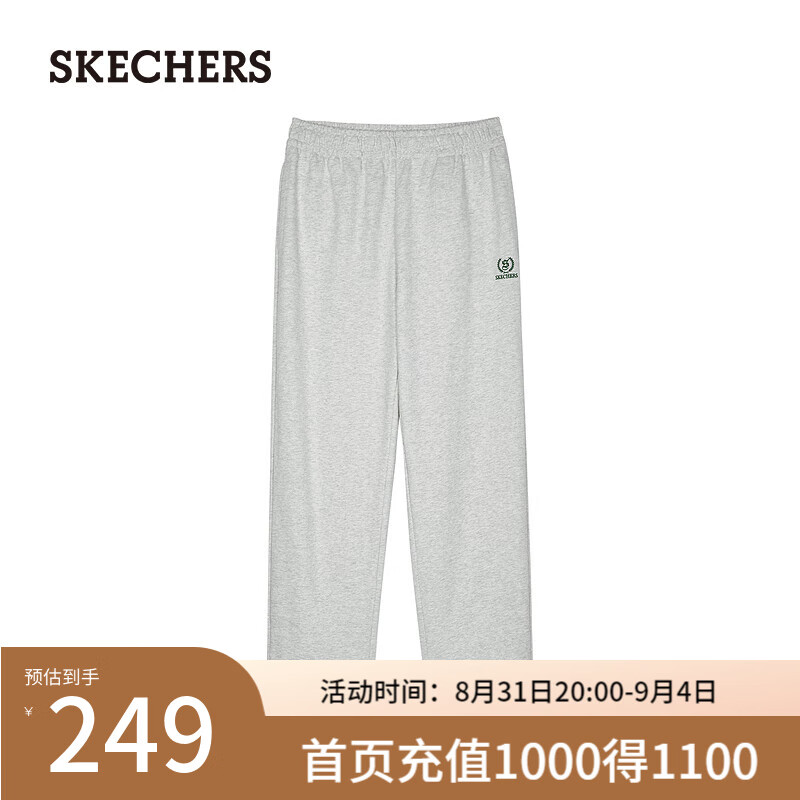 斯凯奇（Skechers）男裤宽松针织长裤2024年秋季街头L324M074 浅白花灰/0248 S