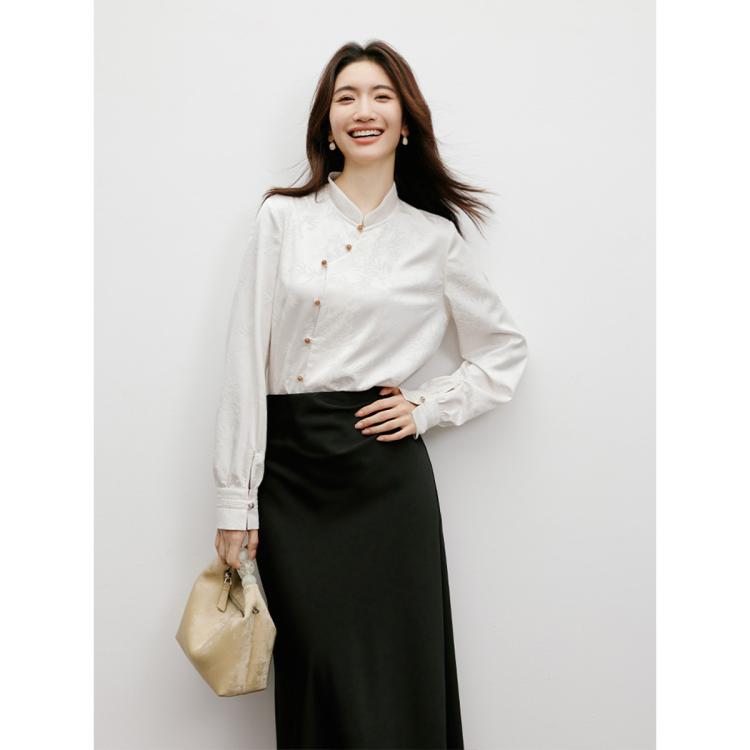 2024秋季女装国风正肩单排扣立领新中式设计感衬衫上衣