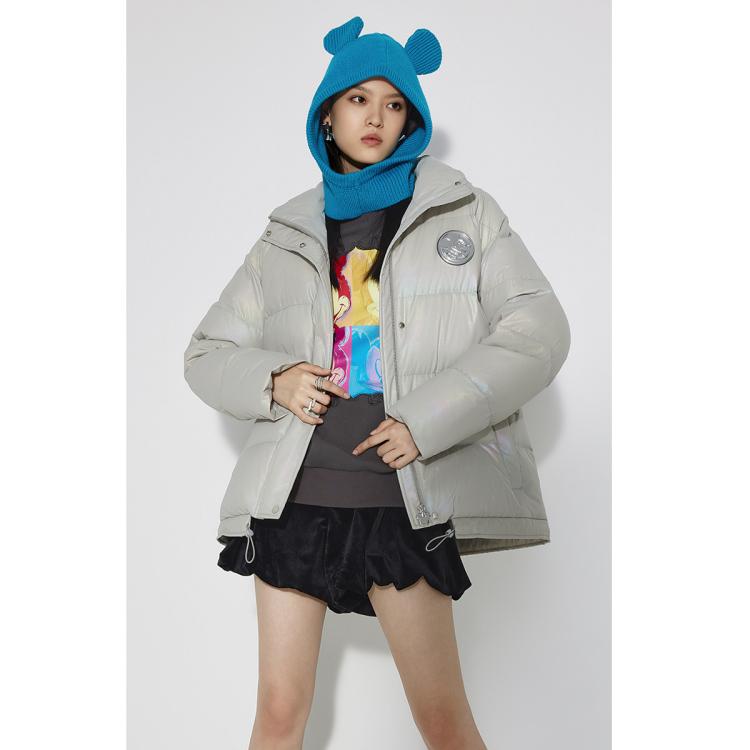 迪士尼米奇系列 冬装可拆帽章仔保暖羽绒服外套女