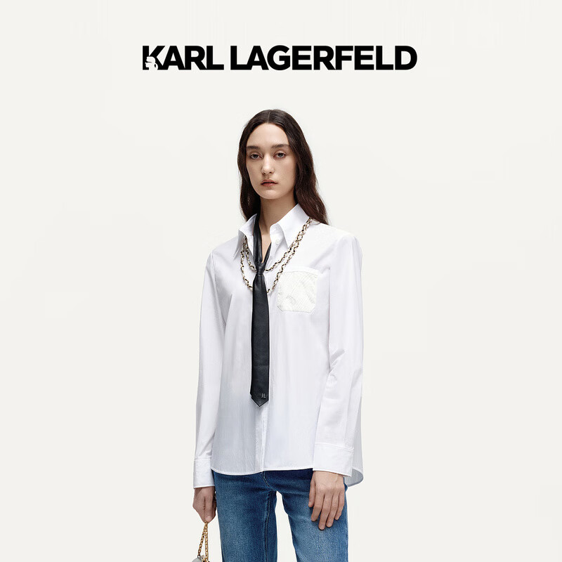 Karl Lagerfeld卡尔拉格斐2024秋季白色棉布烧花衬衫老佛爷K26L1654 白色 40