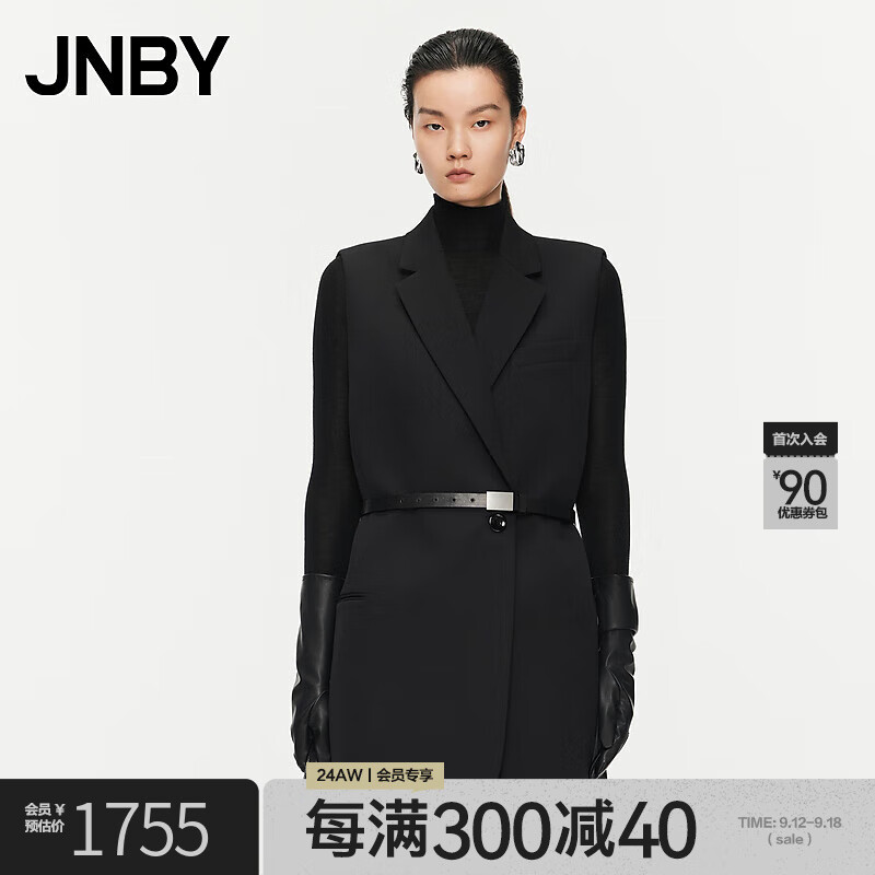 JNBY24秋马甲宽松西装领H型5O8511370 001/本黑 M