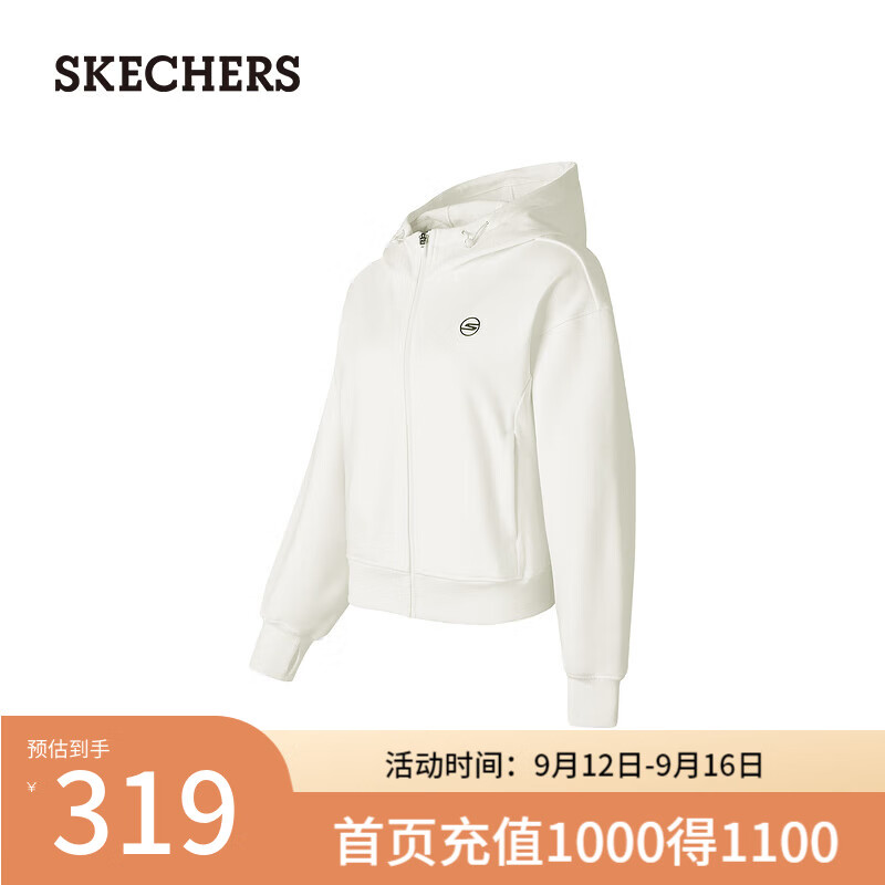 斯凯奇（Skechers）2024年冬季女子柔软舒适保温针织P424W159 棉花糖白/0074 XXL