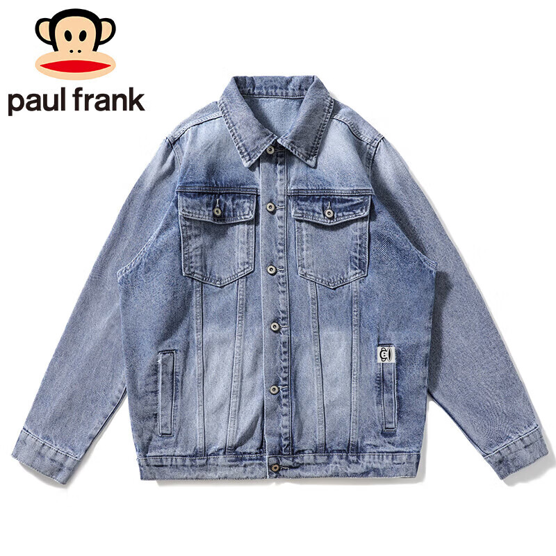 大嘴猴（paul frank）牛仔夹克男士2024春季美式痞帅潮牌休闲潮流上衣外套男蓝色2XL