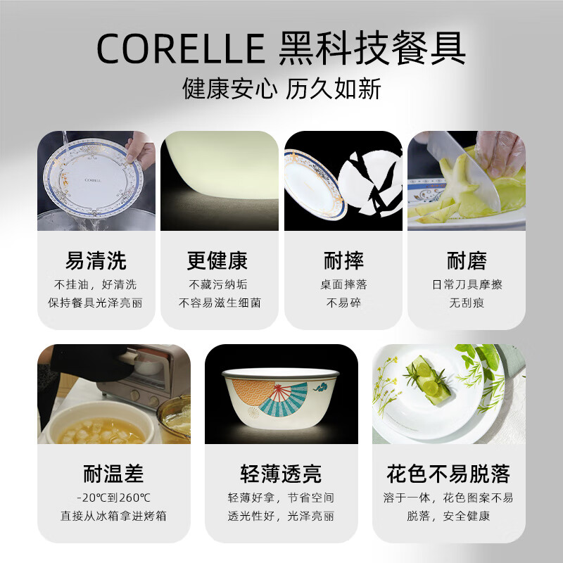 CORELLE康宁餐具西湖春晓玻璃餐具套装饭碗面碗骨碟深盘 西湖春晓31cm鱼盘【1个装】