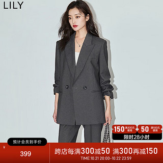 LILY【宋茜同款】2024秋女装时尚职业通勤设计款简约西装外套 509深灰 XS