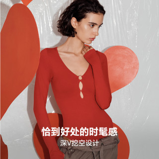 MIMI FANTASY 深V舒适修身轻塑身连体衣 辣妹收肚子收腰长袖美体衣