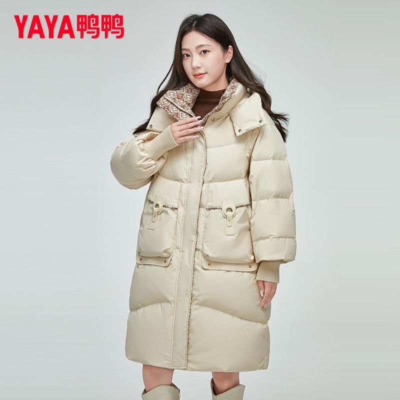 鸭鸭羽绒服女长款冬季连帽加厚时尚百搭防风领保暖外套