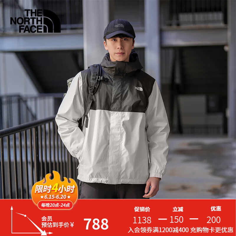 北面（The North Face）单层冲锋衣男户外运动外套防水透汽24春季|8AUN VOR/白色 XL/180