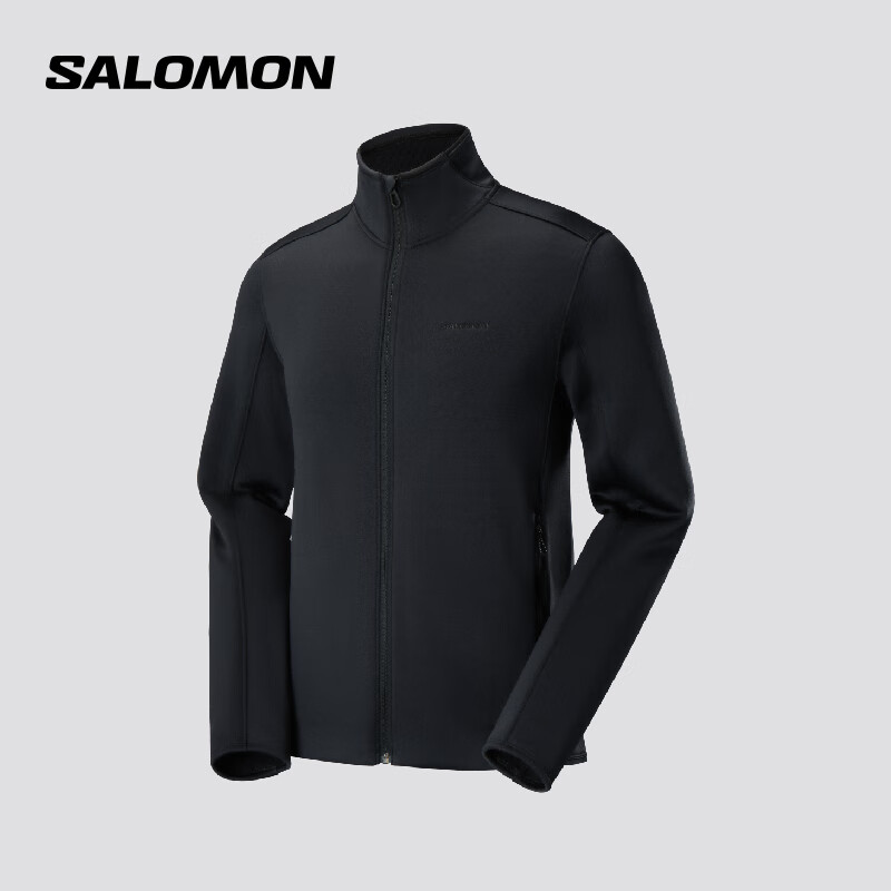 萨洛蒙（Salomon）男款 户外运动休闲柔软保暖抓绒外套 SNTIAL MIDFLEECE FZ 深黑色 C23008 M