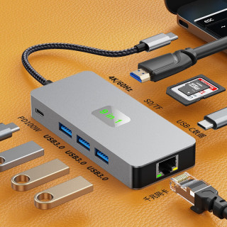 KERZY 扩展坞Type-C拓展坞转接头type c转USB3.0+usb-c+HDMI+RJ45+PD+读卡