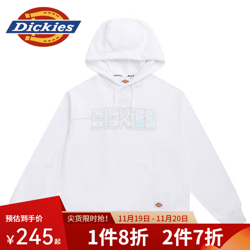 dickies连帽卫衣 休闲潮流几何印花LOGO连帽卫衣 DK010944 白色 L