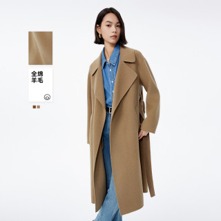 LILY 冬全绵羊毛气质显瘦长款毛呢外套大衣