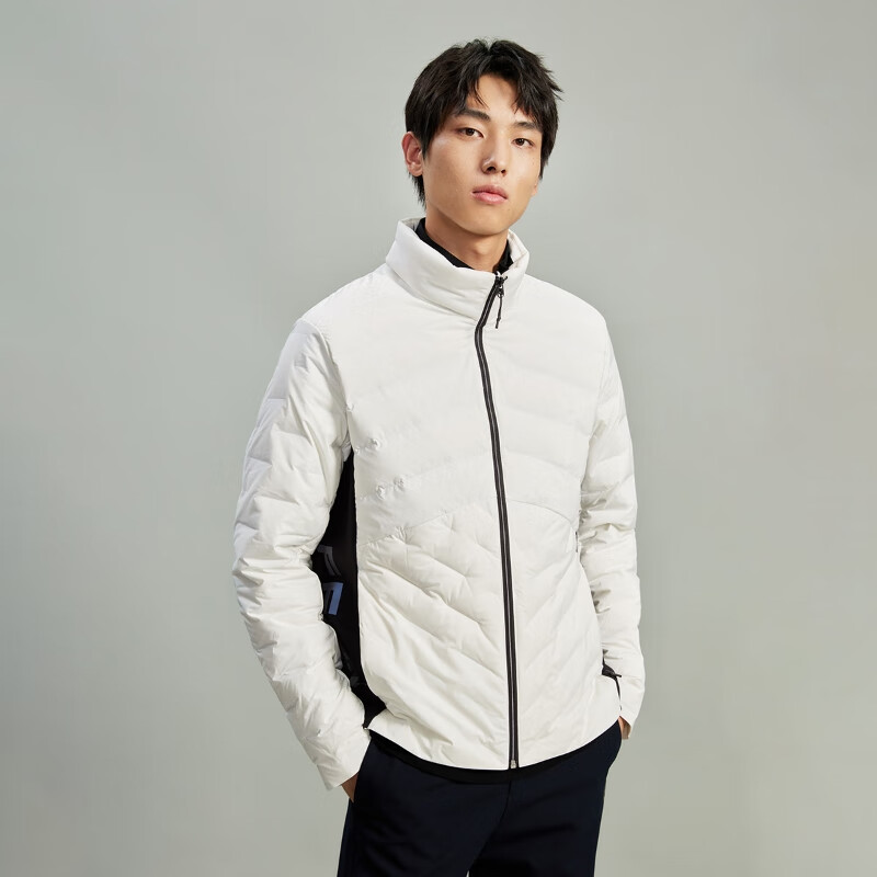 杰克·琼斯（JACK&JONES）冬季新款男士衣服舒适百搭常规衣身拼接设计保暖羽绒服外套男装