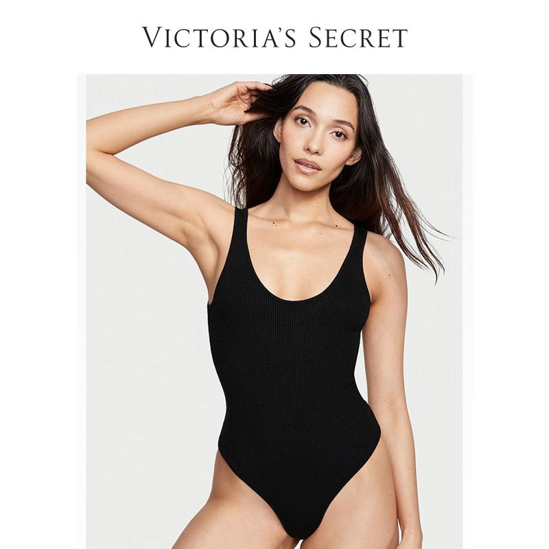 维密 罗纹针织轻薄衬垫连体紧身衣塑身衣连体内衣薄款