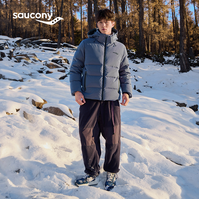 Saucony索康尼男子冬季保暖羽绒服防风户外炫彩时尚个性