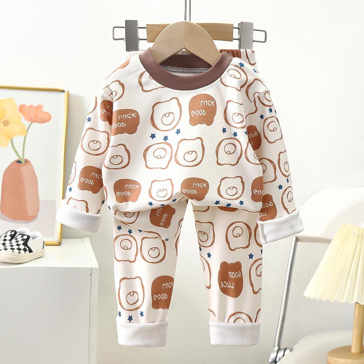 Kissbaby Miracle婴幼儿宝宝秋冬德绒内衣套装 迷你小熊头 建议身高130-140厘米