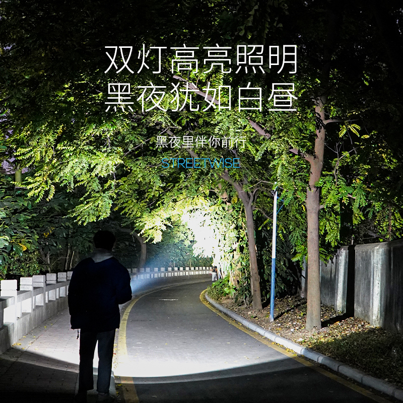 手电筒强光超亮可充电户外远射便携式超长续航夜间照明灯家用耐用