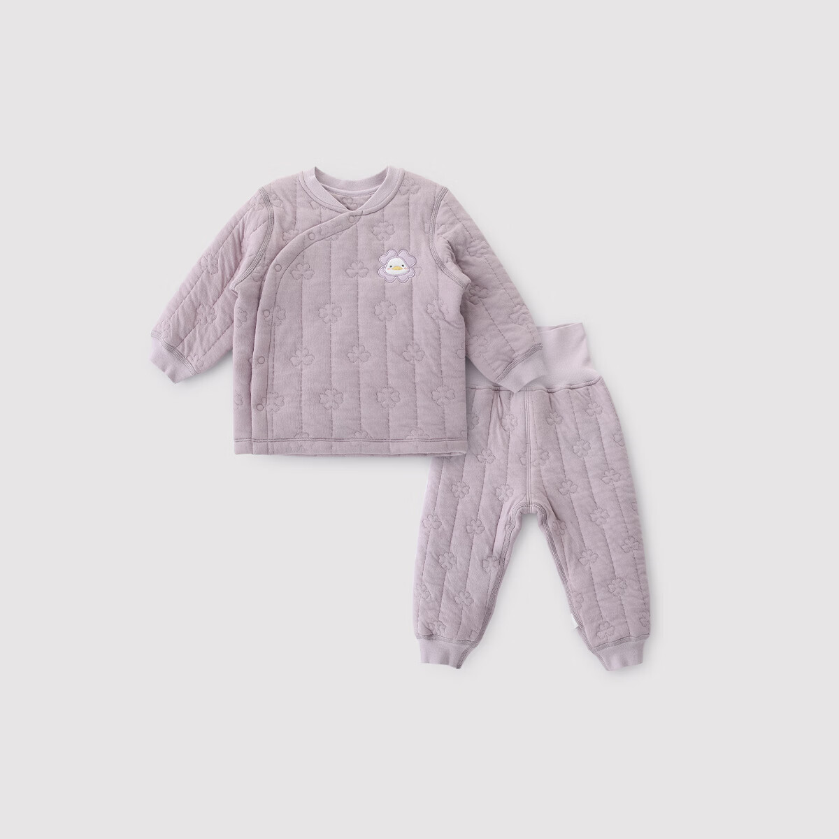 巴厘小猪宝宝秋衣秋裤高腰护肚婴幼儿睡衣秋冬季夹丝加厚儿童保暖内衣套装 香芋紫 90cm