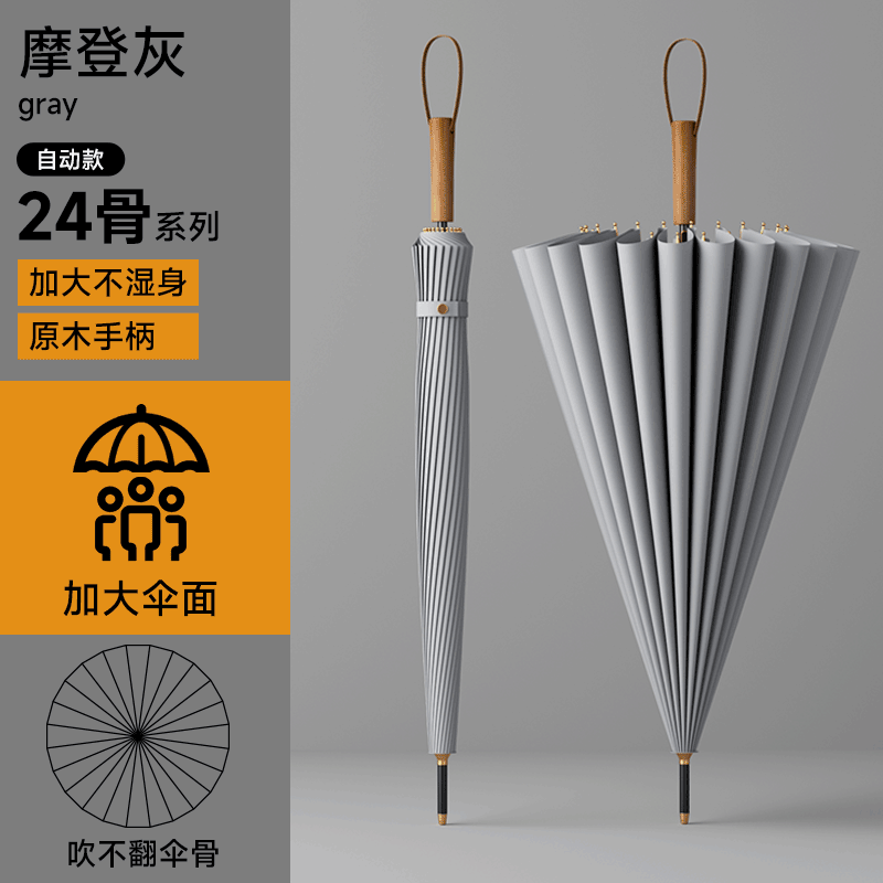 左都（ZUODU）24骨长柄雨伞大号加固加厚结实抗风直柄伞男女多人伞抗风暴直杆伞