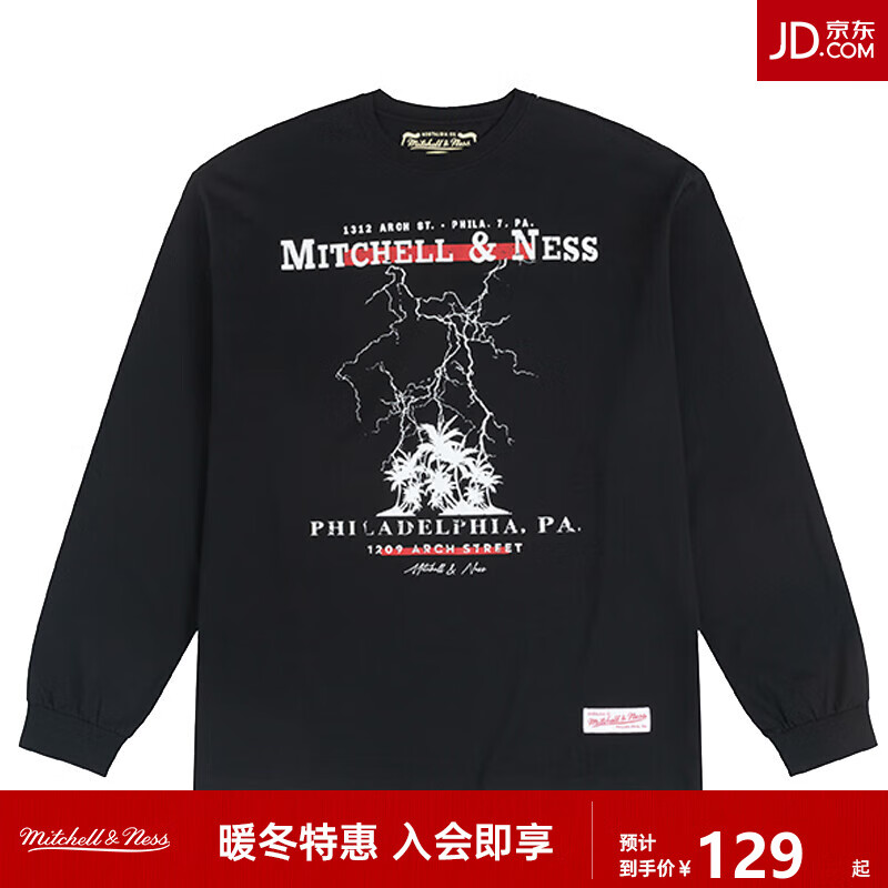 MITCHELL & NESSMitchell&Ness 朋克闪电长袖T恤 MN24SST1104-BLACK M