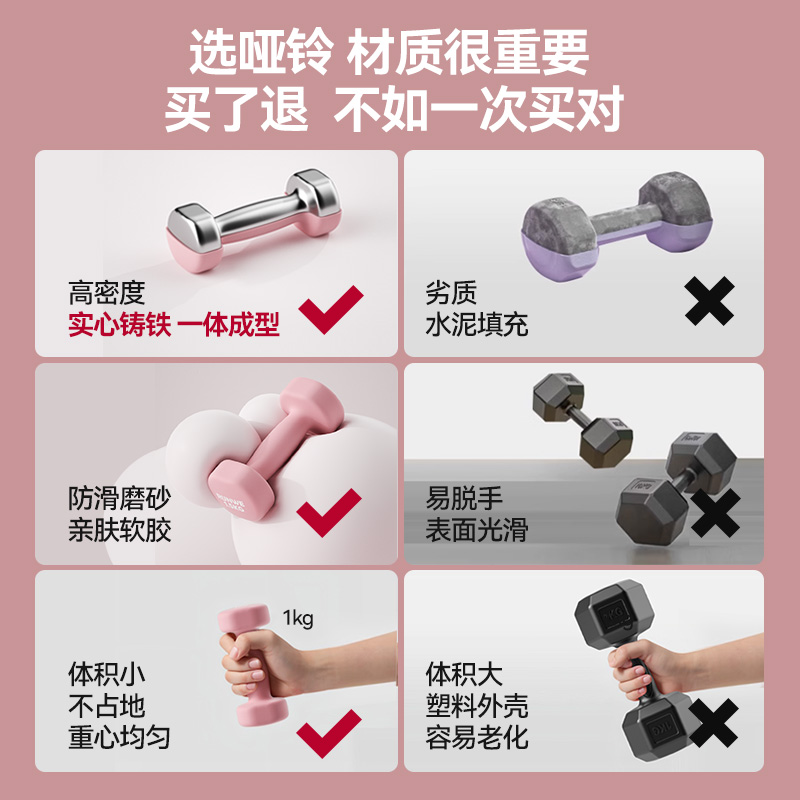 哑铃女士家用纯铁套装儿童男士组合器材小哑铃小重量力量