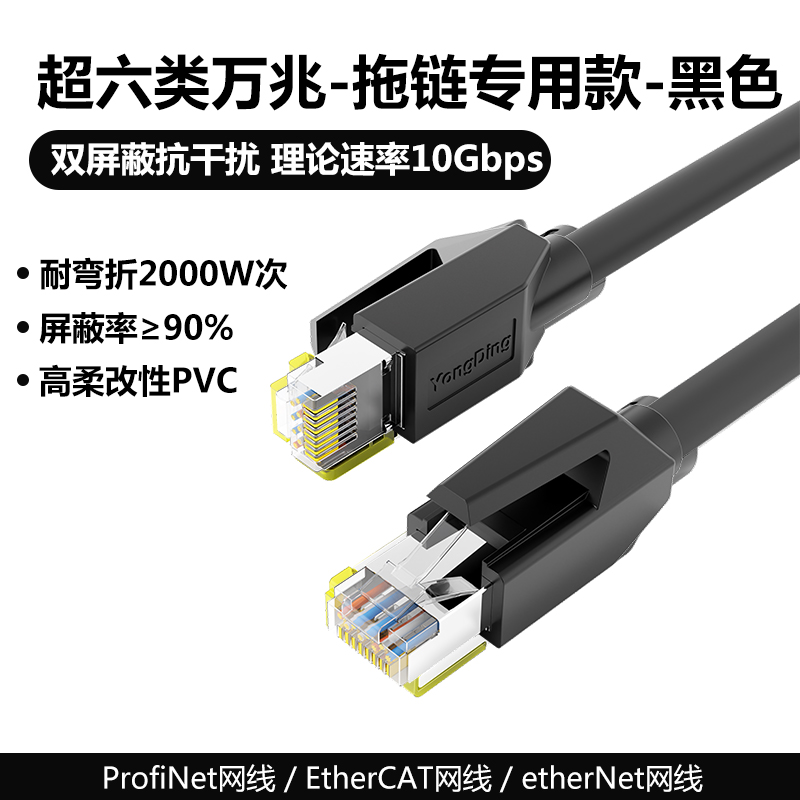 永定工业Profinet伺服EtherCat6A双屏蔽高柔超六类变频器预制网线