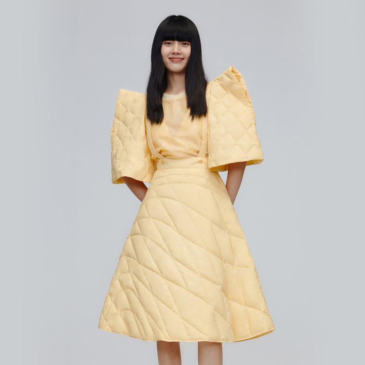 【90鸭绒】中长款羽绒裙背带宽松时尚羽绒半裙女