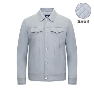 意大利小帆船 23春秋时尚商务透气真皮男士夹棉皮衣