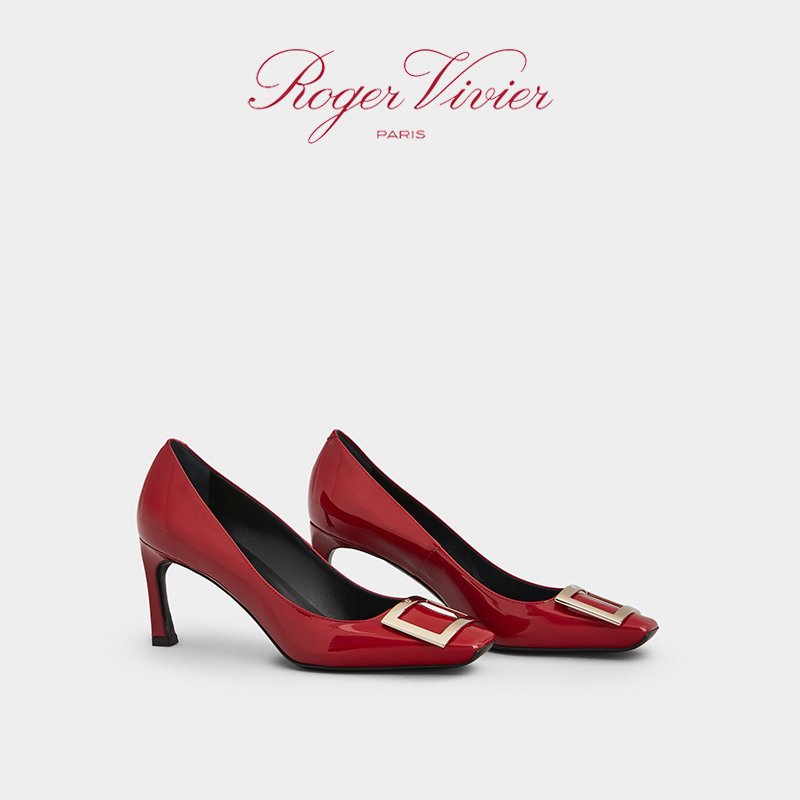 【新年】Roger Vivier/RV女鞋Trompette方扣单鞋漆皮高跟婚鞋