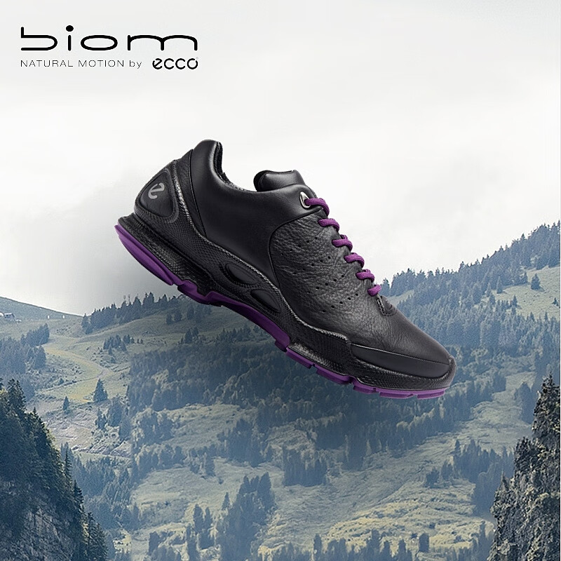 爱步（ECCO）BIOM C户外运动鞋 25年早春登山鞋牛皮老爹鞋女鞋 健步800463 黑色/黑色/深紫色80046356784 36