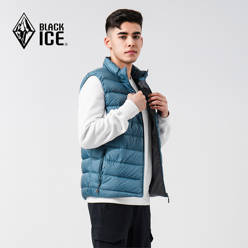 25黑冰男款立领600蓬鹅绒羽绒薄款拉链马甲保暖羽绒背心8133