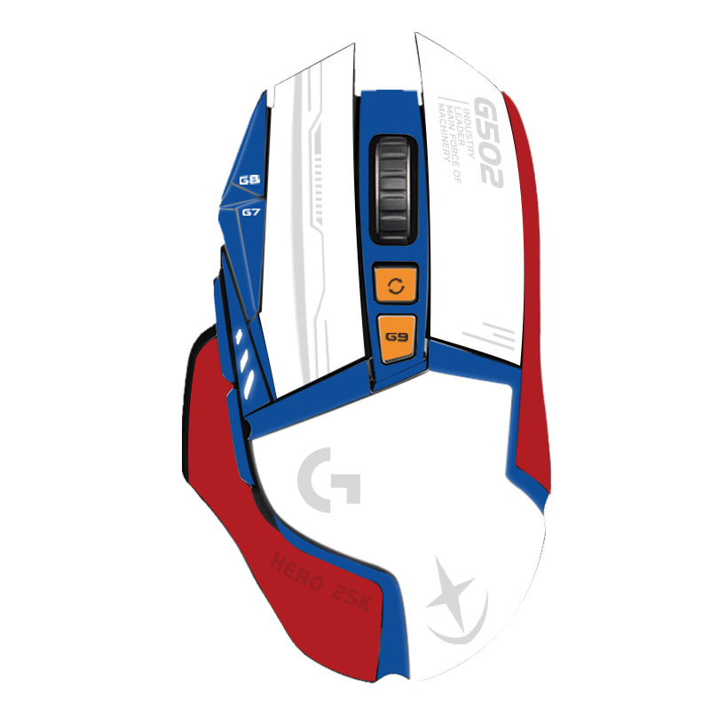 罗技（G）G502(G502Hero升级款)无线鼠标游戏鼠标电竞机械充电宏编程 自定义按键 吃鸡英雄联盟原神送男友 【送贴纸】红白蓝拼色