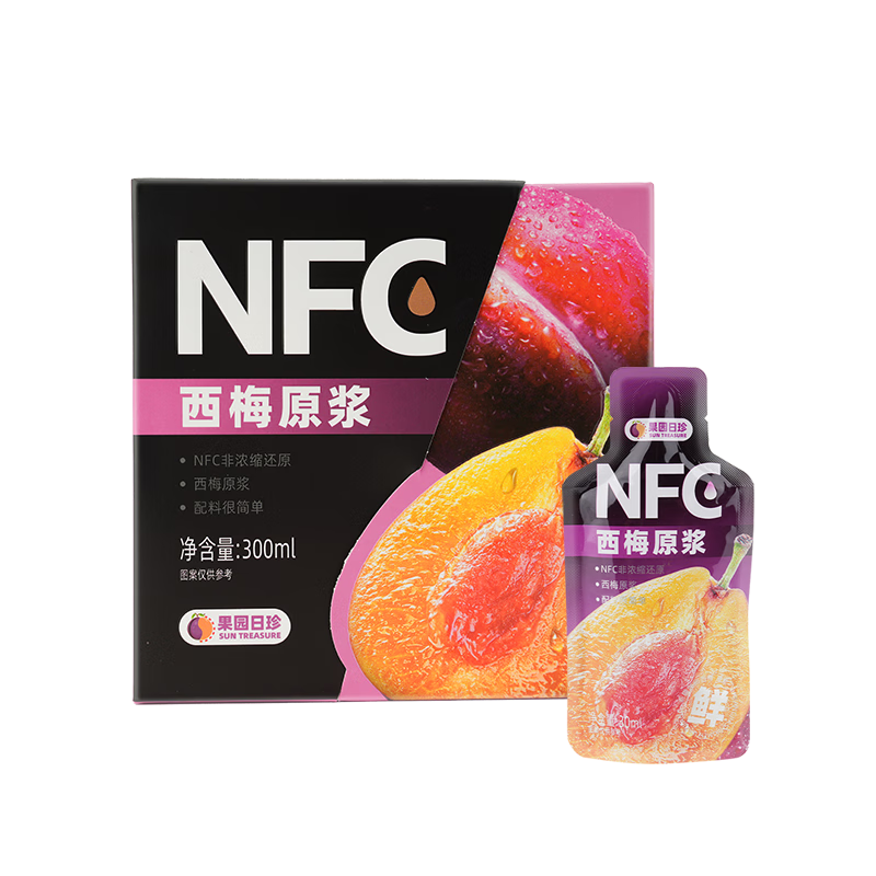 果园日珍0脂0添加100%NFC西梅原浆300ml孕妇可用非浓缩果泥大餐便秘救星