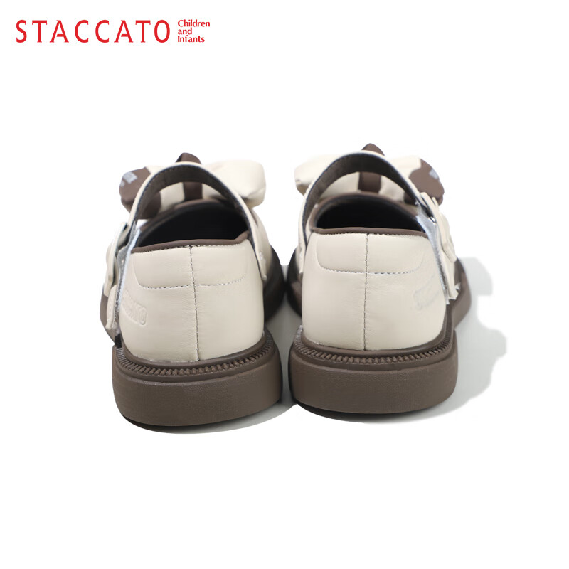 思加图童鞋儿童时尚单鞋春秋季小女孩蝴蝶结黑皮鞋洋气女童公主鞋中大童 O97465