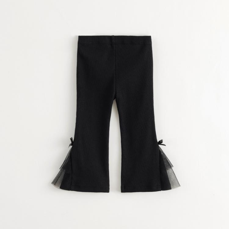 马克珍妮 marc & janie春秋装女童弹力罗纹网纱喇叭裤打底裤宝宝裤子长裤