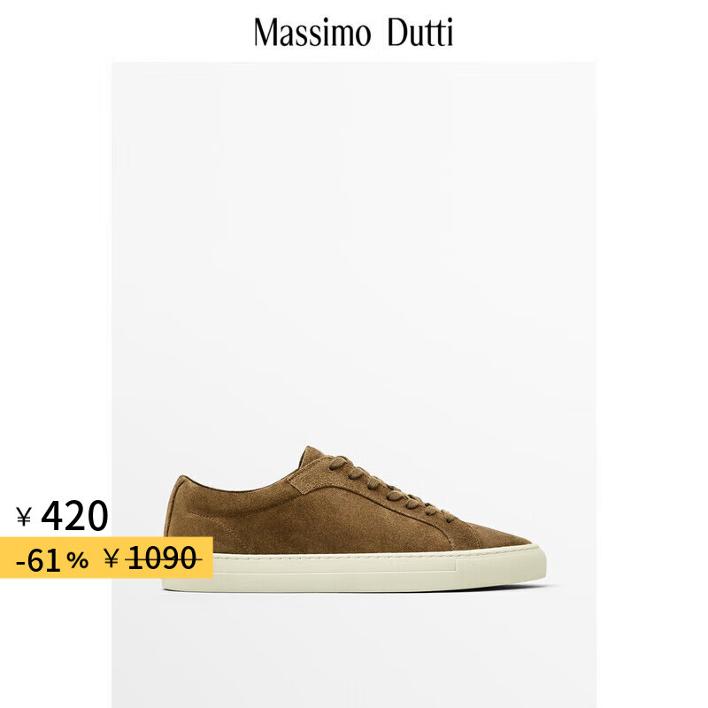 Massimo Dutti折扣升级2025男鞋简约百搭系带绒面真皮运动鞋12151450