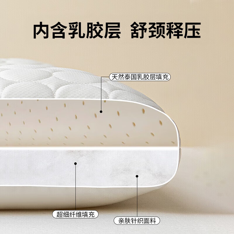 安睡宝乳胶枕头反牵引枕芯护颈助睡眠低枕宿舍家用成人整头枕芯 反牵引护颈枕-灰色高枕 【48x74cm】一对装