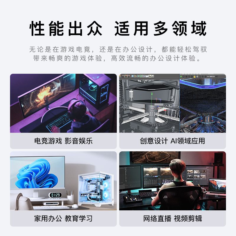 名龙堂AMD锐龙 R5 9600X/9700X核显准系统无独立显卡过渡电脑主机